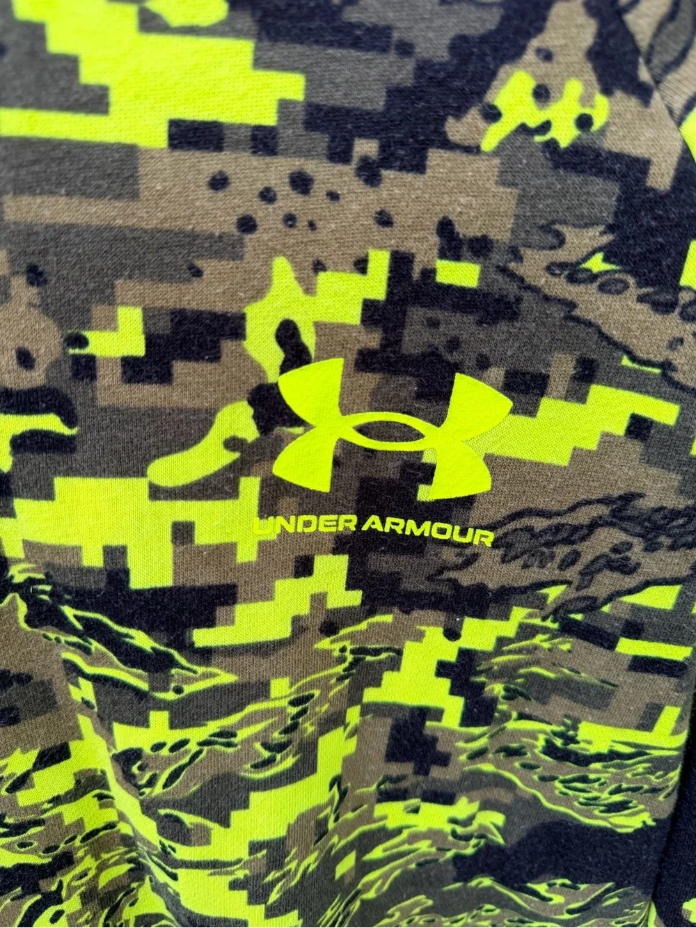 Youth Under Armour Neon Yellow and Neon Digital Camo Hoodie